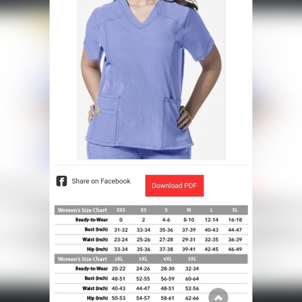 2/$25 Wonderwink 4 way stretch scrub top 2xl in true white